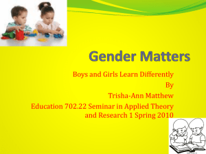 Gender Matters - EarlyActionResearch
