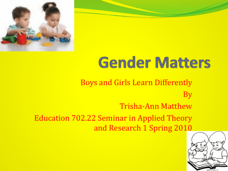 Gender Matters Earlyactionresearch