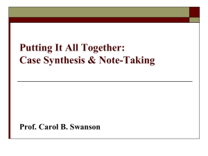 Professor Swanson's Workshop on Case Synthesis and Note