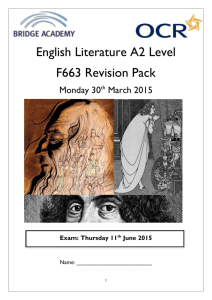 English Literature A2 Revision Pack Easter 2015