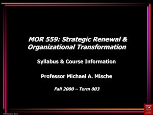 MOR 559: Strategic Renewal & Organizational Transformation