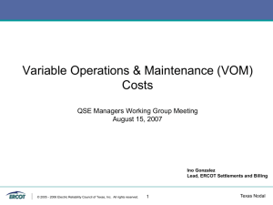 Variable Operations and Maintenance (VOM) Costs