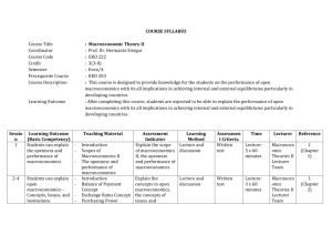 COURSE SYLLABUS Course Title : Macroeconomic Theory II