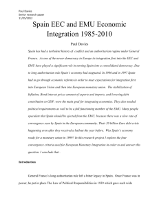 Spain EEC and EMU Economic Integration 1985-2010