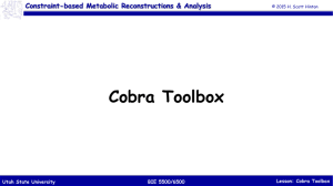 Lesson: Cobra Toolbox BIE 5500/6500 Utah State University