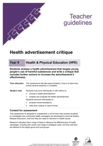 Year 9 Health & Physical Education assessment teacher guidelines