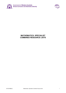 mathematics: specialist - School Curriculum and Standards Authority