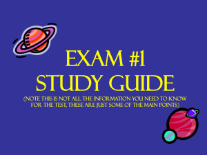 Exam #1 Study Guide - Lunar and Planetary Laboratory