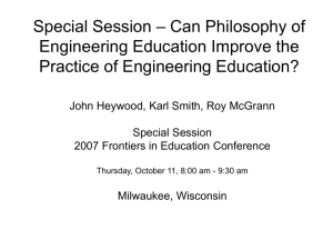 Special Session – Can Philosophy of Engineering Education