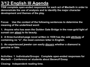 3/12 English III Agenda TSW complete open