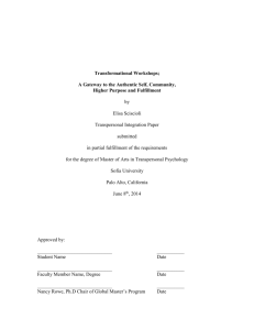 Transpersonal Integration Paper for Sofia University