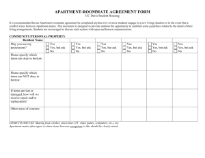 apartment-roommate agreement form