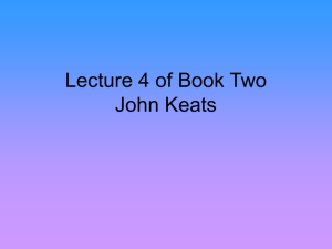Lecture 14 John Keats