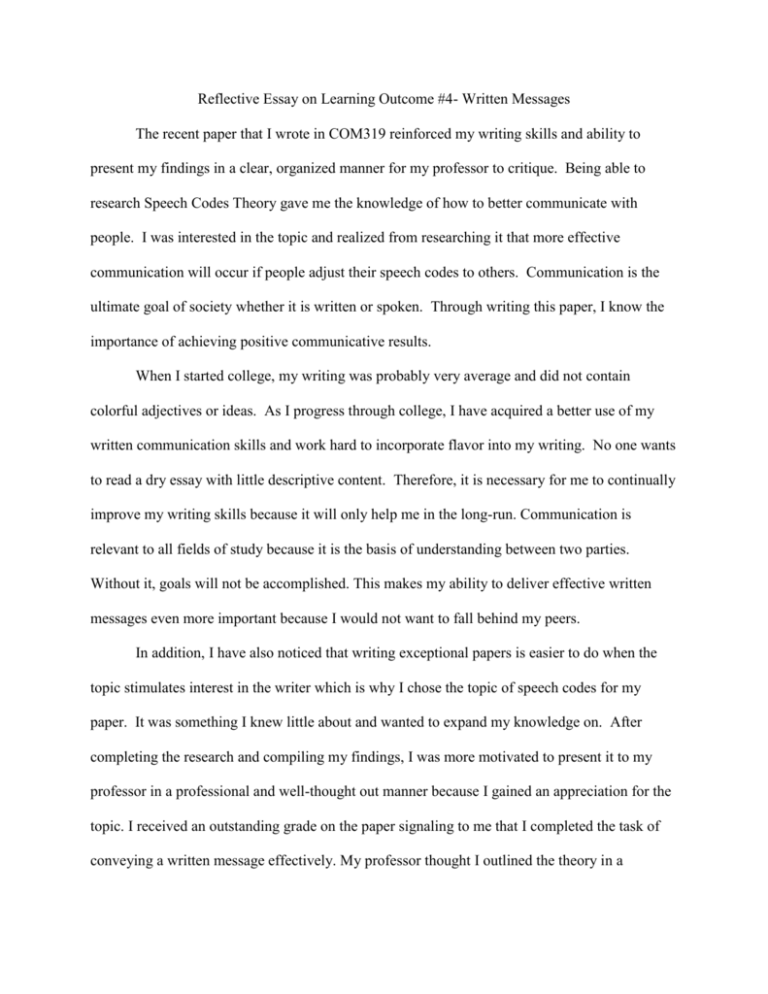 reflective essay on writing skills