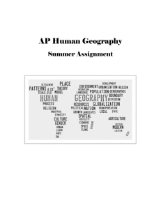 AP Human Geography Summer Assignment Congratulations on