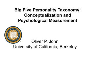 The Big Five Personality Taxonomy: Conceptualization and