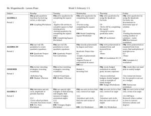 Ms. Wagenknecht - Lesson Plans Week 5: February 1