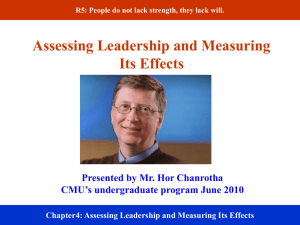 Assessing Leadership and Measuring Its Effects