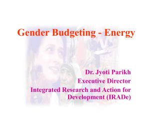 Gender Budgeting - Energy - Ministry of Women & Child