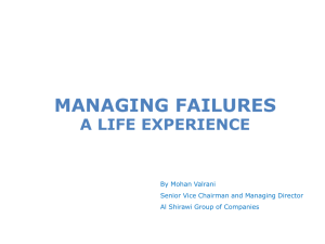 Managing Failures- A Life experience