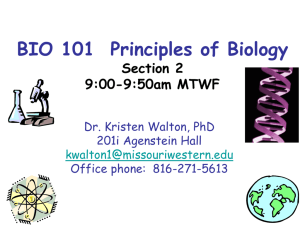 BIO 101 Principles of Biology Section 2 9:00