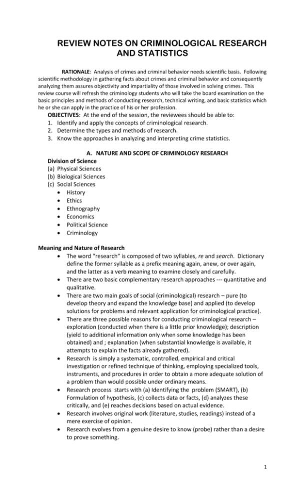 topics for criminological research