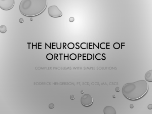 The Neuroscience of Orthopedic Dysfunction