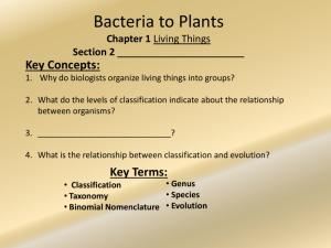 Chapter 1 Living Things Section 2 Classifying Organisms