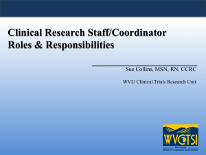 Clinical Research Staff/Coordinator: Roles and Responsibilities