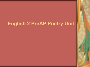 English 2 PreAP Poetry Unit Objectives