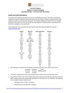 10.3 Learning Activity - Greek and Latin Derivations