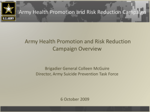 Army Health Promotion and Risk Reduction Campaign Overview