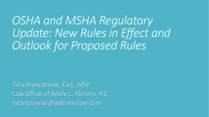 OSHA and MSHA Regulatory Update