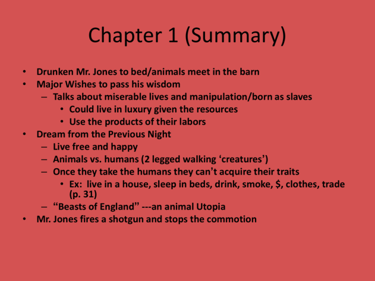 Animal Farm Ch 1 10 Summaries