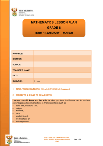 mathematics lesson plan grade 8 term 1: january – march