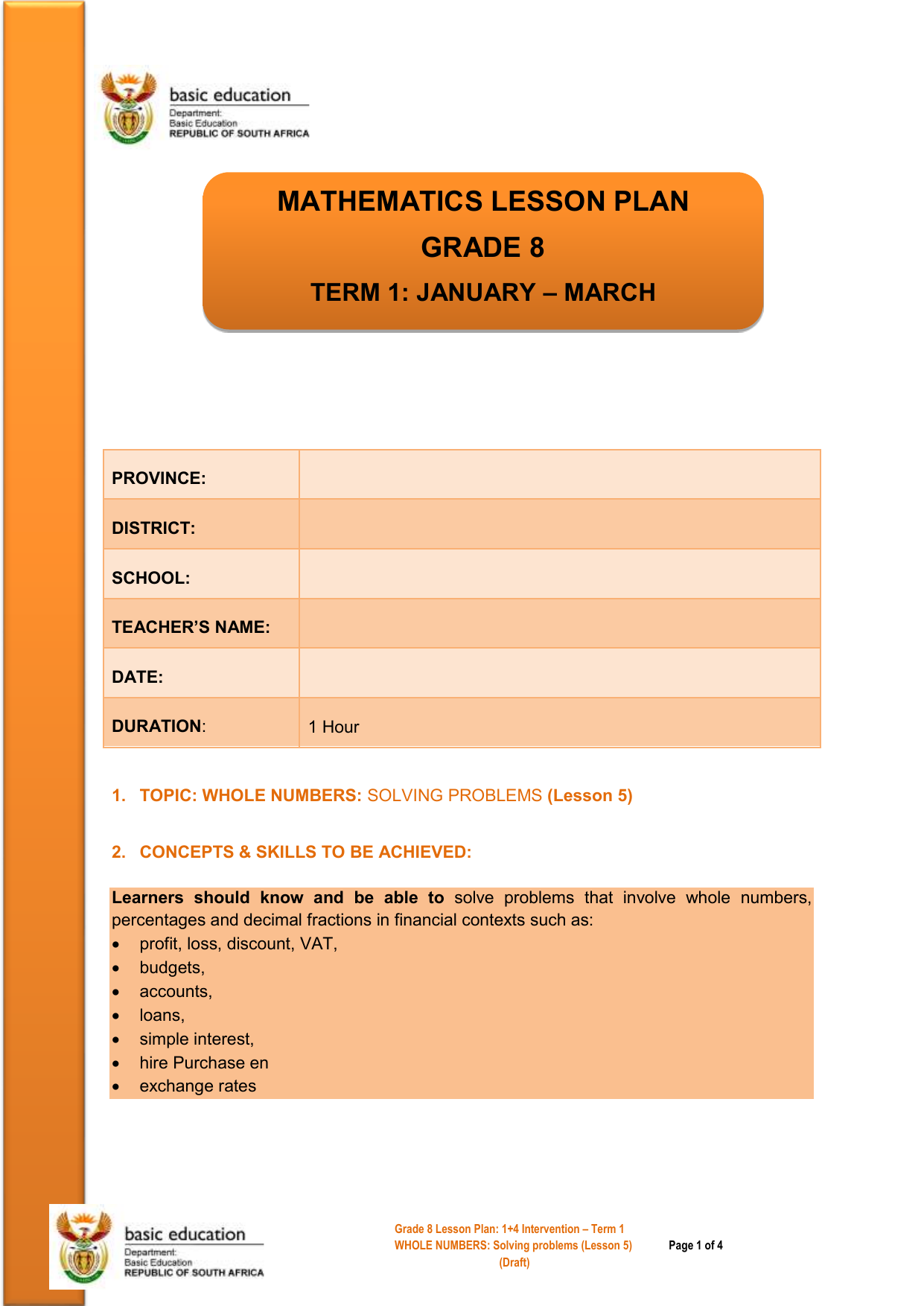 mathematics grade 8 assignment term 1 2020