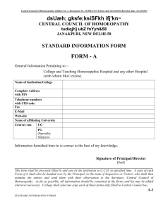 Standard Information Form (UG) - Central Council of Homoeopathy