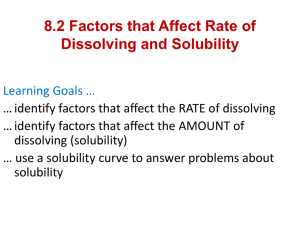 8.1 Types of Solutions 8.2 Factors that Affect Rate of Dissolving and