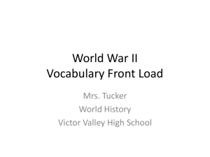 World War II Vocabulary Front Load