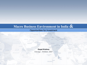 Macro Business Environment in India and opportunities for Investment