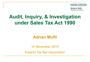 Audits under the Sales Tax Act, 1990 with reference to Investigation