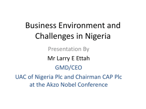 Business Environment and Challenges in Nigeria