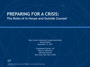PREPARING FOR A CRISIS - Association of Corporate Counsel