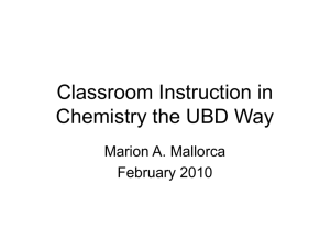Classroom Instruction in Chemistry the UBD Way
