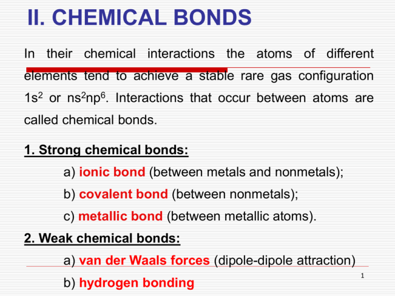 1 Strong Chemical Bonds