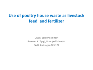 Use of poultry house waste as livestock feed and fertilizer Divya