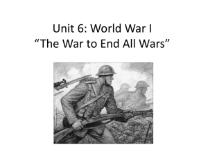 Unit 6: World War I *The War to End All Wars