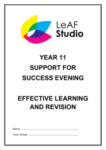 Year 11 Effective Learning and Revision Booklet