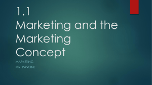 1.1 Marketing and the Marketing Concept
