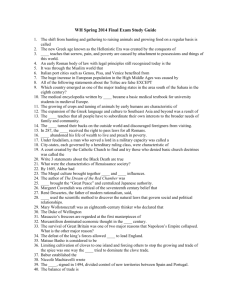 WH Spring 2014 Final Exam Study Guide The shift from hunting and